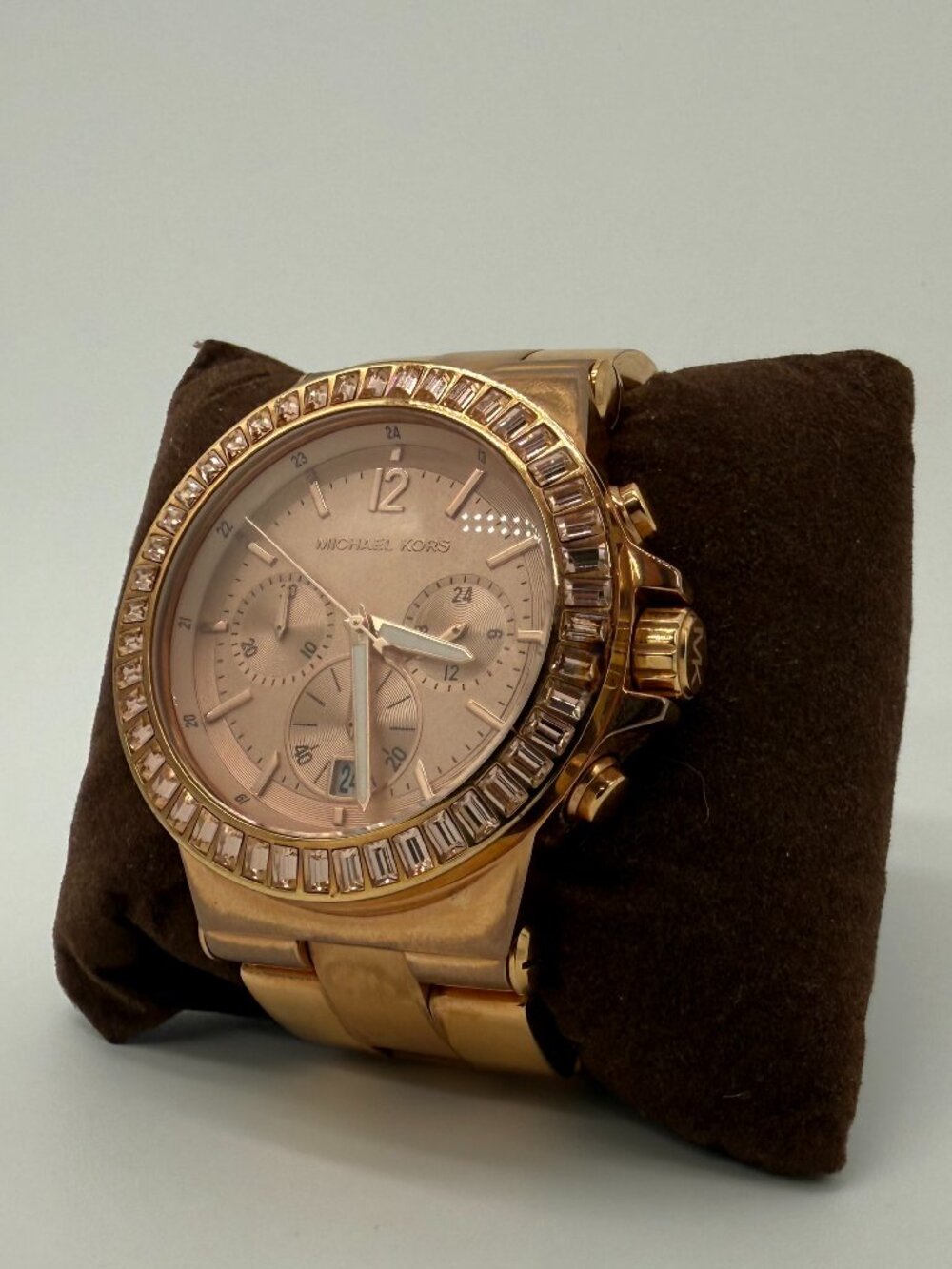 Michael Kors Rose Gold Tone Baguette Bezel Chronograph Ladies Watch MK5412 - Picture 6 of 7